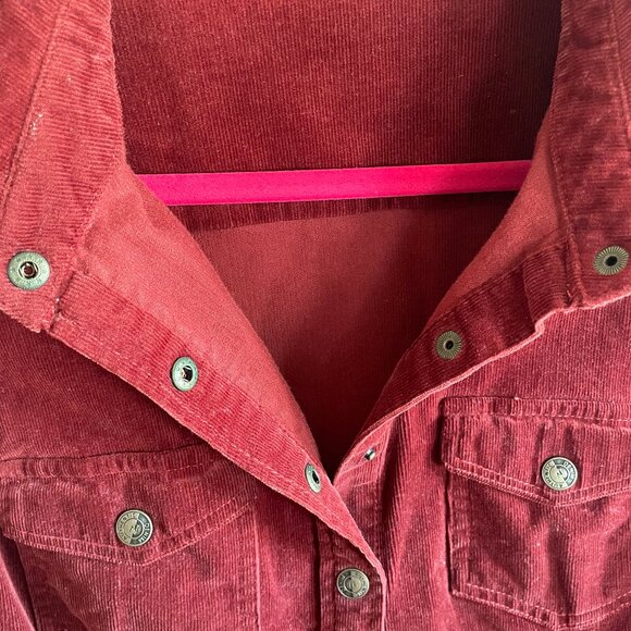 New Look Maroon Corduroy Collared Snap Mini Dress, Size 14 - Picture 3 of 5